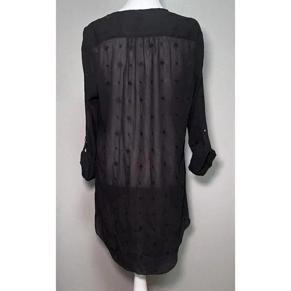 WHITE HOUSE BLACK MARKET Sheer Black Tunic Blouse Women’s Size 4 casual relaxed - Picture 4 of 7